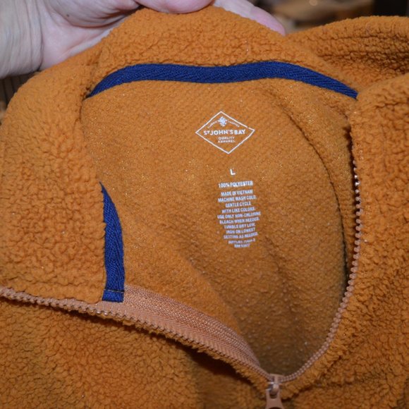 St. John's Bay Quality Apparel Orange Fleece Top Zip Long Sleeves Pullover L - Picture 2 of 9